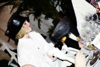 Wine glasses filled the tables